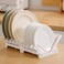 FITTO Space-Saving Plate Storage Rack With 4 Partition&ndash; Compact White Design