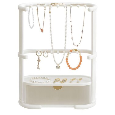 FITTO Three Layer Jewelry Storage Rack &ndash; Compact Design in White