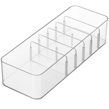 FITTO Small Transparent Data Cable Storage Box &ndash; Adjustable Compartments