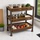 FITTO Brown Three-Tier Plastic Multipurpose Kitchen Storage Rack, 45 x 34 x 18 cm