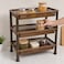 FITTO Brown Three-Tier Plastic Multipurpose Kitchen Storage Rack, 45 x 34 x 18 cm