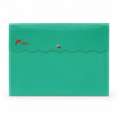 FITTO Green A4 Document Envelope Folder with Snap Button Closure, 1 Piece