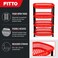 FITTO 4-Tier Plastic Storage Basket Rack, Red and Black, 1 Unit