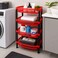 FITTO 4-Tier Plastic Storage Basket Rack, Red and Black, 1 Unit