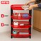 FITTO 4-Tier Plastic Storage Basket Rack, Red and Black, 1 Unit