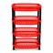 FITTO 4-Tier Plastic Storage Basket Rack, Red and Black, 1 Unit