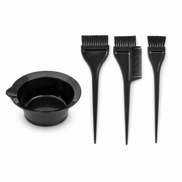 FITTO Black Hair Dye Application Kit with Mixing Bowl and Brushes, 4-Piece Set