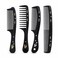 FITTO Black Decorative Print Hair Comb Set, 4 Pieces