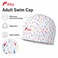 FITTO Swimming Cap for Adults, White Printed Design, Single Piece