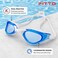FITTO Swimming Goggles for Training, Blue Frame with White Strap, Single Pair