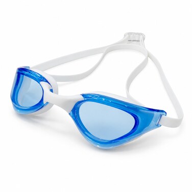 FITTO Swimming Goggles for Training, Blue Frame with White Strap, Single Pair