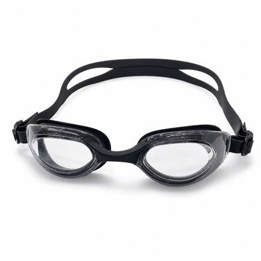 FITTO Swimming Goggles for Training, Black, Adjustable Strap, Single Pair