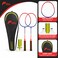 FITTO Badminton Racket Set with 2 Rackets, Shuttlecocks and Carry Case