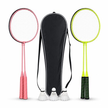 FITTO Badminton Racket Set with 2 Rackets, 3 Shuttlecocks and Carry Bag