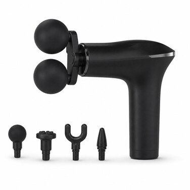 FITTO Handheld Percussion Massage Gun With Interchangeable Heads for Targeted Body Massage