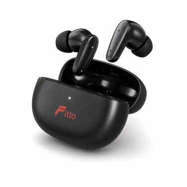 FITTO Wireless Earbuds with Charging Case, Dual ENC, Black