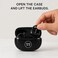 FITTO Clip-On Wireless Earbuds with Charging Case and Battery Display, Black