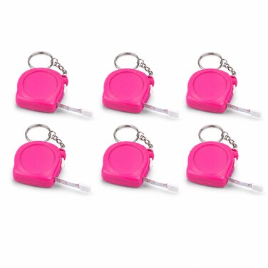 FITTO Mini Retractable Tape Measure Key Chains, 1 m Each, Pink, 6-Piece Set