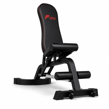 FITTO Adjustable Exercise Bench, Multi-Function Backrest, Steel Frame, Home Gym Strength Equipment, 123 x 46 x 18 cm