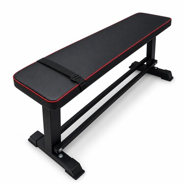 FITTO Flat Workout Bench with Steel Frame, Padded Training Surface for Home Gym Strength Exercises