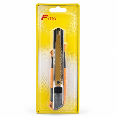 FITTO Utility Knife Cutter with Titanium Blade, 18 mm, Brown and Grey Handheld Cutting Tool