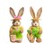 2 Pcs 35cm Handmade Straw Rabbit   Easter Bunny Decoration Set