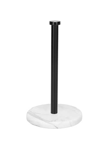 NearMoon Standing Paper Towel Holder, Kitchen Paper Towel Roll Holder- for Bathroom Kitchen Countertop, Standard or Jumbo-Sized Roll Holder (with Marble Base, Matte Black)
