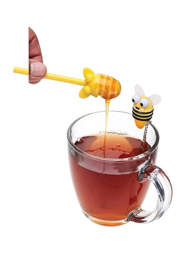 Tea Infuser With Honey Dipper Yellow 15.2x5.1x5.1cm