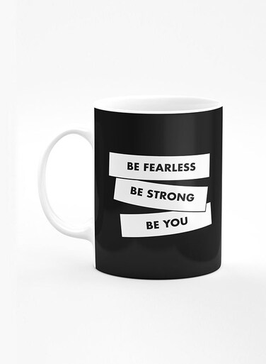 Designer Printed Coffee Mug with Heavy Duty Handle 11oz Ceramic Personalised Gift Mugs Cup [Microwave Safe &amp; Dishwasher Proof] - Fearless, Strong, You
