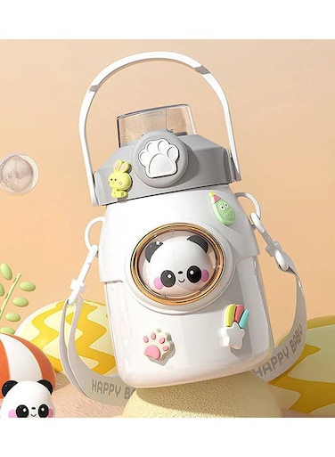 Cute panda Kids 650 ML Stainless Steel Water Bottle with Shoulder Strap &acirc;&euro;&ldquo; Durable, Leak-Proof, and Multi-Functional Design for School and Other