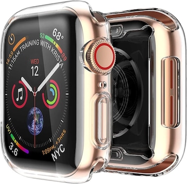 غطاء حماية شفاف عالي الوضوح فائق النحافة مع واقي شاشة مدمج من مادة TPU لساعة Apple iWatch 44mm Series 4 - عبوة من قطعتين