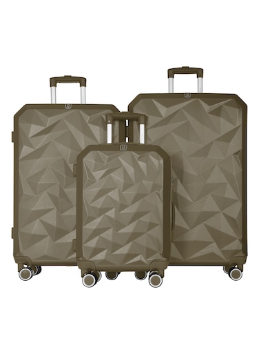 CRYSTONE 3 PCS ABS LUGGAGE TROLLEY SET -ARMY GREEN