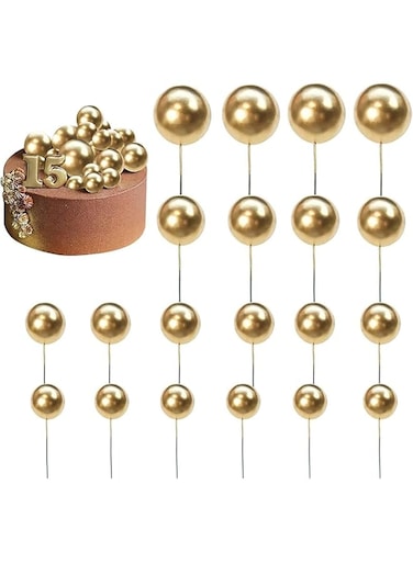 ALMEKAQUZ 40Pcs Mini Balloon Cake Decoration Foam Ball, Golden Cake Decoration, Cake Baking Decoration Ball, Suitable for Wedding Anniversary, Valentine's Day, Birthday Party