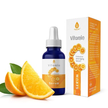 Pursonic Vitamin C Serum, 20% is a high potency Best Organic Anti-Aging Moisturizer Serum for Face, Neck &amp; D茅collete and Eye Treatment (3 fl. oz)
