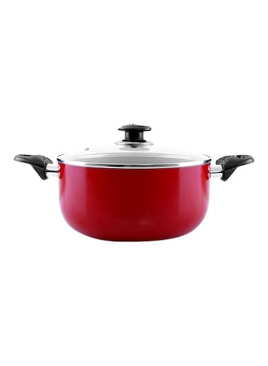 Royalford Ceramic Casserole With Lid 30cm, Red   Durable Premium Quality Home &amp; Kitchen Essential, Easy to Clean, Modern Design, Long Lasting Performance   Kitchen Cookware   Pots and Pans   Home Cooking Red 30cm