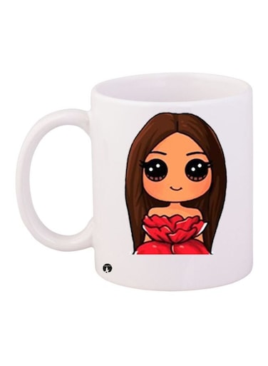 Girl Printed Coffee Mug White/Red/Brown