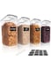 Vtopmart 4 PCS 4L Cereal Container Set, BPA Free Plastic Airtight Food Storage Container for Snacks and Sugar, Cereal Dispensers with 24 Chalkboard Labels, Black