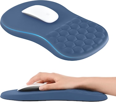 EooCoo Mouse Pad Wrist Support with Massage Design, Ergonomic Mouse Mat,Wrist Rest Pain Relief Mousepad with Memory Foam &amp; Non-Slip Silicone Base (12x8 inch,Blue)