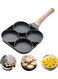 Hole Omelet Pan for Burger Eggs Ham Pancake Maker Wooden Handle Frying Pot Non-Stick Cooking Breakfast(BLACK)(HEAVY DUTY)