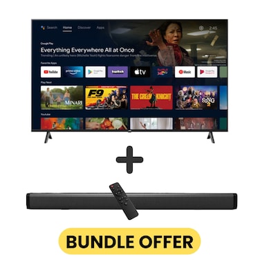 جي في سي تلفزيون 75 بوصة 4K QLED Android الذكي مع Dolby Vision وChromecast ومعدل تحديث 60 هرتز، ومكبر صوت 30 وات 2.0 قناة مع بلوتوث وHDMI ARC وUSB ومدخلات بصرية - LT-75NQ7115+SOUNDBAR، 2023