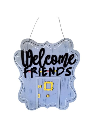 YQbest ﻿ Welcome Friends Sign,Friends Themed Wooden Door Sign for Front Door Decor Hanging Front Porch Decor 35 * 28CM