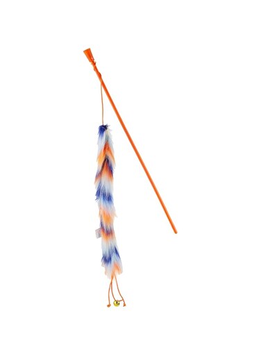 All For Paws Furry Ball Long Fluff Wand Cat Toy, Orange, 1.7 Kg