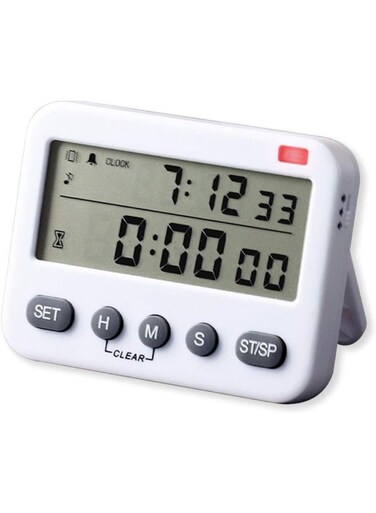 Clock+ Digital Timer, Kitchen Timer for Cooking Countdown Timers, Kids, Magnetic Loud Ring Adjustable Volume Big Numbers, AAA Batteries Included