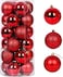 30PCS Christmas Balls Ornaments Shatterproof Christmas Balls Ornaments Set &ndash; Gold &amp; Clear 4CM Decorative Hanging Baubles for Xmas Tree, Party, Wedding, and Holiday Decorations(red)