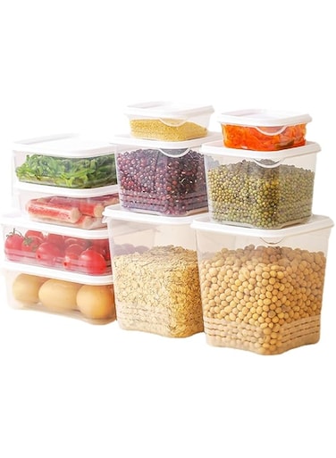 VAODO Food Container, Food Preservation Box, Easy to Open and Close, Not Easy to Leak or Smell, to Keep Fruits and Vegetables Fresh, Set of 10