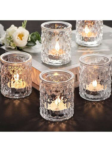 NITIME 12pcs Votive Candle Holders, Clear Glass Candle Holder in Bulk, Tealight Candle Holder for Wedding Decor, Home Decor and Holiday Decor