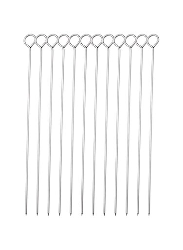 HONSHEN 10 Inch Metal Barbecue Skewers, Stainless Steel BBQ Skewers, Shish Kebab Kabob Skewers 12 Pcs