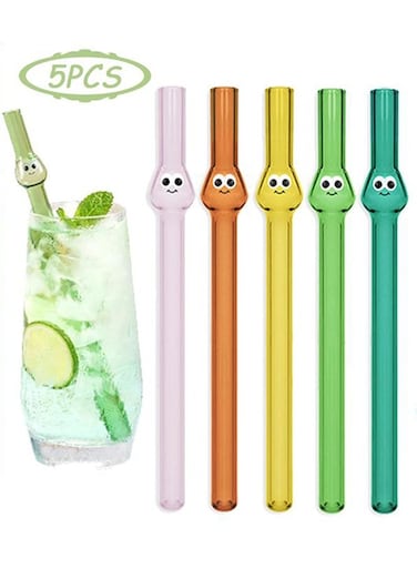 Pcs Breakproof Glass Straws - Durable Reusable 12mm Wide Glass Straw with Charms for Bubble Tea, Smoothie, Drinks