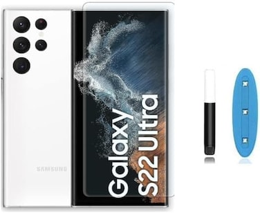 Muzz Samsung Galaxy S22 Ultra UV Tempered Glass Screen Protector, 3D Curved, Full Glue, Edge to Edge Coverage (*Attemtion Finger Print Not Supporting) (Galaxy S22 Ultra)