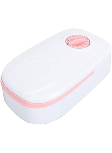 Automatic Cat Feeder, Cat Feeder Auto On Smart Pet Feeder Dry and Wet Food Dispenser, Rotation Buckle ABS Material Automatic Pet Feeder with Ice Bag Space for Cats and Dogs (Pink)